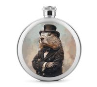 Fiaschetta in acciaio inox, fiaschetta moderna con stampa di un affascinante cane della prateria, fiaschetta da campeggio, fiaschetta da 150 ml