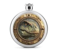 Fiaschetta in acciaio inox per liquori, con testa di dinosauro e antica nave, portatile, per bevande, 141,7 g