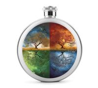 Fiaschetta in acciaio inox, quattro stagioni, stampa moderna con albero della vita, fiaschetta da campeggio, fiaschetta da 150 ml