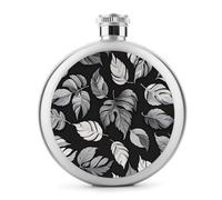 Fiaschetta in jacquard con foglie grigie nere per liquori, 141,7 g, in acciaio inox, a prova di perdite, portatile, per esterni, campeggio, viaggi, regali