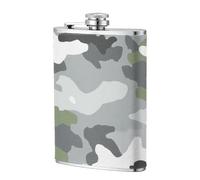 Fiaschetta militare mimetica verde grigio bianco tascabile da 236 ml, in acciaio inox, con bandierine per papà, testimone dello sposo, matrimonio, viaggi, campeggio