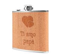 Fiaschetta per alcolici con rivestimento in legno inciso - Fiaschetta per whisky personalizzata con incisione - Fiaschetta tascabile originale e personalizzata