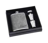 Fiaschetta per Alcolici Personalizzata per Uomo - Fiaschetta in Acciaio Inox 304 da 8 oz - Ideale Regalo per il Testimone di Nozze (Grigio)