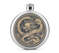 Fiaschetta per liquore con drago cinese marrone, rotonda, in acciaio inox, a prova di perdite, per compleanno, regali di Natale, per uomini, donne, damigella d'onore, feste di nozze, 141,7 g