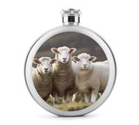 Fiaschetta per liquore con pecore e agnelli, rotonda, in acciaio inox, a prova di perdite, per compleanno, regali di Natale, per uomini, donne, damigelle d'onore, feste di nozze, 141,7 g