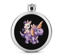 Fiaschetta per liquore con unicorno e triceratopo a forma di dinosauro, portatile, simpatica fondina in acciaio inox