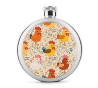 Fiaschetta per liquori con gallo e pulcino, 141,7 g, in acciaio inox, a prova di perdite, portatile, per esterni, campeggio, viaggi, regali