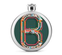 Fiaschetta per liquori, con lettere e elementi da calcio, in acciaio inox, a tenuta stagna, portatile, per esterni, campeggio, viaggi, regali