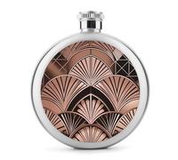 Fiaschetta per liquori con motivo Art Déco, rotonda, in acciaio inox, a prova di perdite, per compleanni, regali di Natale, per uomini, donne, damigelle d'onore, feste di nozze, 141,7 g