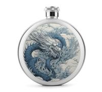 Fiaschetta per liquori con motivo drago, rotonda, in acciaio inox, a prova di perdite, per compleanno, regalo di Natale, per uomini, donne, damigella d'onore, feste di nozze, 141,7 g