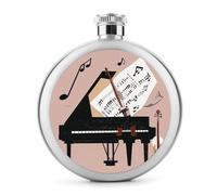 Fiaschetta per liquori, con note musicali, per pianoforte, violino, in acciaio inox, a tenuta stagna, portatile, per esterni, campeggio, viaggi, regali