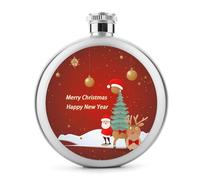 Fiaschetta per liquori con scritta "Merry Christmas and Happy New Year", in acciaio inox, a tenuta stagna, portatile, per esterni, campeggio, viaggi, regali