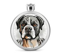 Fiaschetta per liquori con testa di bulldog americano, rotonda, in acciaio inox, a prova di perdite, per compleanno, regali di Natale, per uomini, donne, damigella d'onore, feste di nozze, 141,7 g