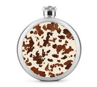 Fiaschetta per liquori, in acciaio inox, con motivo a macchie marroni, con texture a pelle di cavallo, per liquori, tascabile, portatile, per bevande, 141,7 g