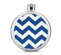 Fiaschetta per liquori, in acciaio inox, con motivo a onda, colore: bianco e blu, tascabile, portatile, per bevande, 141,7 g