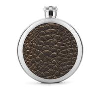 Fiaschetta per liquori, in acciaio inox, con texture effetto pelle di coccodrillo, rotonda, portatile, per bevande, 141,7 g