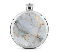 Fiaschetta per liquori, in acciaio inox, con venature in lamina d'oro, per liquori, tascabile, rotonda, portatile, per bevande, 141,7 g