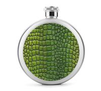 Fiaschetta per liquori, in pelle di coccodrillo, in acciaio inox, rotonda, portatile, per bevande, 141,7 g