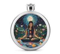 Fiaschetta per meditazione e yoga dei sette chakra, per liquori, portatile, in acciaio inox, con fondine in acciaio inox
