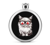 Fiaschetta per occhiali con gatto canadese con bandiera canadese per liquore bottiglia di vino portatile carino fondine in acciaio inox fiaschette