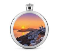 Fiaschetta per whisky con paesaggio dell'isola della Grecia, piccola fiaschetta portatile da viaggio per liquori, in acciaio inox, a prova di perdite, per feste di nozze, testimone dello sposo, regalo
