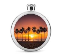 Fiaschetta per whisky con tramonto tropicale, piccola fiaschetta portatile da viaggio, in acciaio inox, a prova di perdite, per feste di nozze, testimone dello sposo, regalo per damigella d'onore