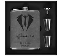 Fiaschetta personalizzata per testimoni dello sposo, 237 ml, in acciaio inox 304, personalizzabile con incisione personalizzabile, per matrimoni, testimoni dello sposo, idea regalo per testimoni dello