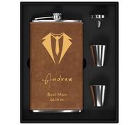 Fiaschetta personalizzata per testimoni dello sposo, 355 ml, in acciaio inox 304, grande fiaschetta con incisione per matrimonio, testimone dello sposo, regalo per testimoni dello sposo (marrone)