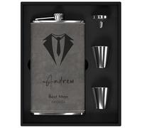 Fiaschetta personalizzata per testimoni dello sposo, 355 ml, in acciaio inox 304, grande fiaschetta con incisione per matrimonio, testimone dello sposo, regalo per testimoni dello sposo (grigio)