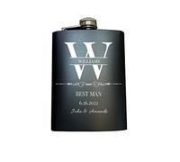 Fiaschetta personalizzata per testimoni dello sposo, da 236,8 ml, idea regalo per matrimoni, in acciaio inox 304, per testimone, sposo, padre della sposa, colore nero