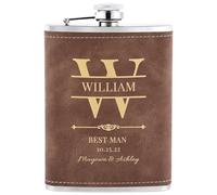 Fiaschetta Personalizzata Testimoni 237 Ml, Alcool con Incisione, Tascabile Acciaio Inox Personalizzabile, Regali per il Testimone (Marrone)