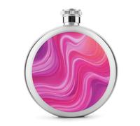 Fiaschetta psichedelica rosa in acciaio inox per liquori, bottiglia rotonda tascabile portatile per bevande 141,7 g