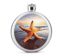 Fiaschetta rotonda a forma di stella marina, da 141,7 g, a prova di perdite, in acciaio inox, portatile, bottiglia per vino o liquore, simpatica fiaschetta per whisky, per uomo e donna, idea regalo