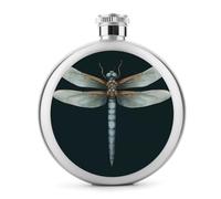 Fiaschetta rotonda con libellula, da 141,7 g, a prova di perdite, in acciaio inox, portatile, bottiglia per vino o liquore, simpatica fiaschetta per whisky, per uomini e donne, regalo