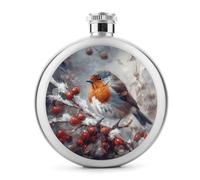 Fiaschetta rotonda da 141,7 g per whisky, mini borraccia portatile in acciaio inox, con uccellino su un ramo, fiaschetta rotonda per liquori, contenitore per bevande da viaggio, picnic