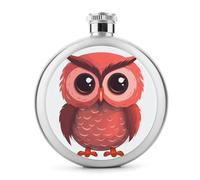 Fiaschetta rotonda da 141,7 g per whisky, portatile, in acciaio inox, con simpatico gufo rosso, fiaschetta rotonda per liquori, contenitore per bevande da viaggio, picnic
