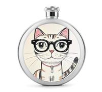 Fiaschetta rotonda da 141,7 ml, a prova di perdite, in acciaio inox, portatile, per vino, liquori, liquori, simpatica, con stampa, per uomo e donna, idea regalo