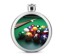 Fiaschetta rotonda da biliardo da 141,7 g, a prova di perdite, in acciaio inox, portatile, bottiglia per vino o liquore, simpatica fiaschetta per whisky stampata, per uomini e donne, regalo