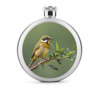 Fiaschetta rotonda da esterno con uccelli in fiore verde oliva fiaschetta portatile in acciaio inox 141,7 g fiaschetta per whisky per uomo donna