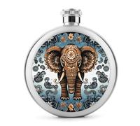 Fiaschetta rotonda in acciaio inox a prova di perdite, con motivo elefante, ideale come regalo di compleanno o di Natale, per uomini, donne, damigelle d'onore, feste di nozze, 141,7 g