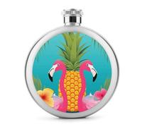 Fiaschetta rotonda in acciaio inox con ananas e fenicottero, a prova di perdite, ideale come regalo di compleanno o di Natale, per uomini, donne, damigelle d'onore, matrimoni, feste, 141,7 g