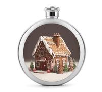 Fiaschetta rotonda per liquori a forma di casa di pan di zenzero, in acciaio inox, a prova di perdite, per compleanni, regali di Natale, per uomini, donne, damigelle d'onore, feste di nozze, 141,7 g