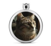 Fiaschetta rotonda per liquori a forma di gatto soriano, in acciaio inox, a prova di perdite, per compleanni, regali di Natale, per uomini, donne, damigelle d'onore, feste di nozze, 141,7 g