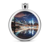 Fiaschetta rotonda per liquori a forma di New York, in acciaio inox, a prova di perdite, regalo di compleanno e Natale, per uomini, donne, damigella d'onore, feste di nozze, 141,7 g