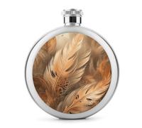 Fiaschetta rotonda per liquori a forma di piuma arancione, in acciaio inox, a prova di perdite, per compleanno, regali di Natale, per uomini, donne, damigelle d'onore, feste di nozze, 141,7 g