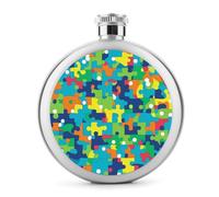 Fiaschetta rotonda per liquori a forma di puzzle a colori, in acciaio inox, a prova di perdite, per compleanno, regali di Natale, per uomini, donne, damigelle d'onore, feste di nozze, 141,7 g
