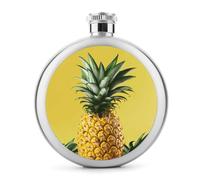 Fiaschetta rotonda per liquori con ananas giallo, in acciaio inox, a prova di perdite, per compleanno, regali di Natale, per uomini, donne, damigelle d'onore, feste di nozze, 141,7 g