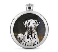 Fiaschetta rotonda per liquori con cane dalmata, in acciaio inox, a prova di perdite, per compleanno, regalo di Natale, per uomini, donne, damigella d'onore, feste di nozze, 141,7 g