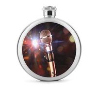 Fiaschetta rotonda per liquori con microfono karaoke, in acciaio inox, a prova di perdite, per compleanni, regali di Natale, per uomini, donne, damigelle d'onore, feste di nozze, 141,7 g