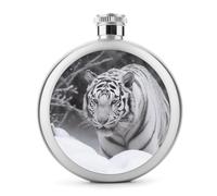 Fiaschetta rotonda per liquori con tigre bianca nella neve, in acciaio inox, a prova di perdite, per compleanno, regali di Natale, per uomini, donne, damigelle d'onore, feste di nozze, 141,7 g